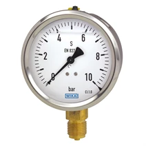 Wika Manometer 63 mm -1/+9 bar/psi bottom connection 1/4" BSP brass inner parts glycerine filled